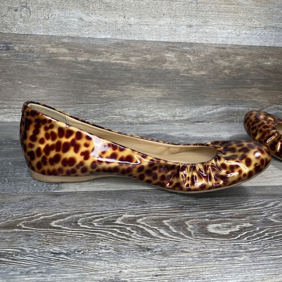 J. Crew sz 7 Tortoise Cece Patent Leather Ballet Flats Leopard Italy 49254 Sz 7 - Picture 8 of 11